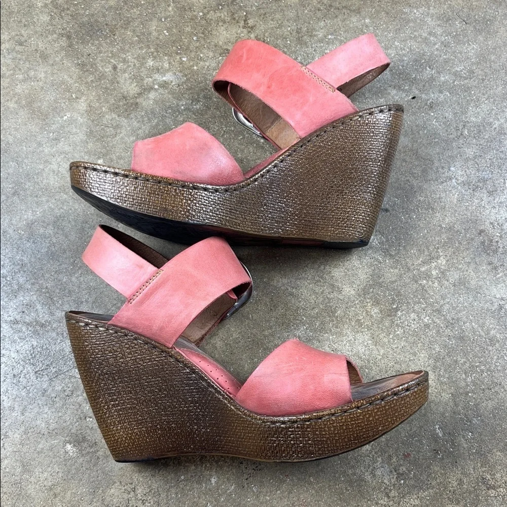Born Light Red/Pink wedge Sandals Size: 9
